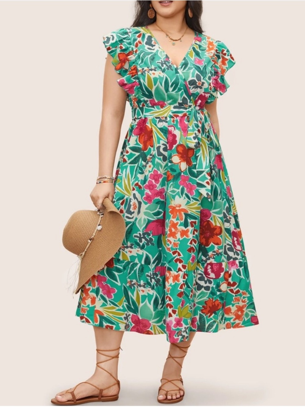 Bloomchic Green Tropical Floral Midi Dress 30